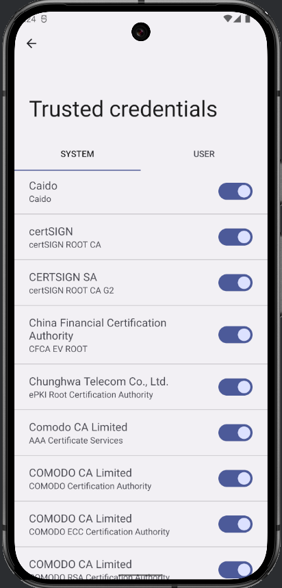 System certificate injected.